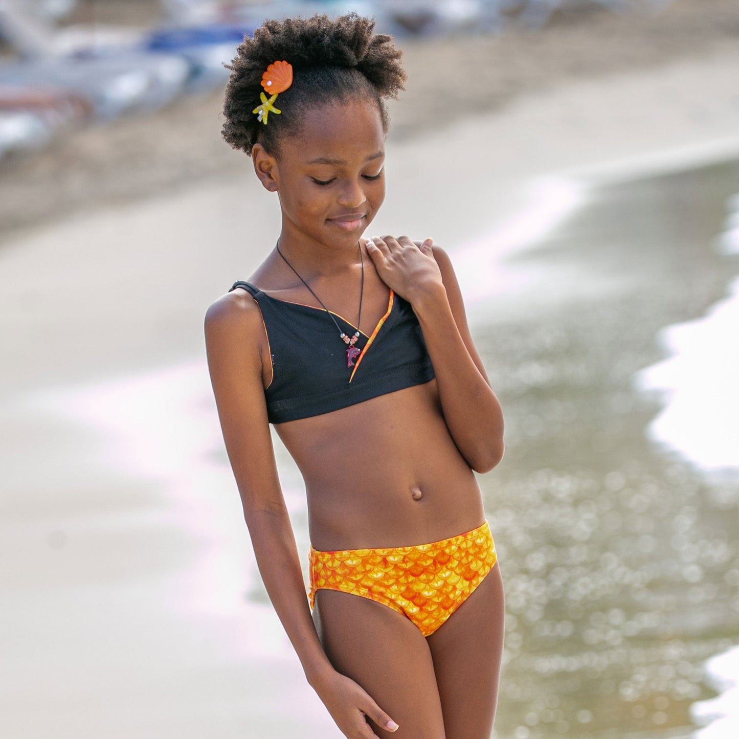 Girls Tropical Sunrise Reversible Bikini Top