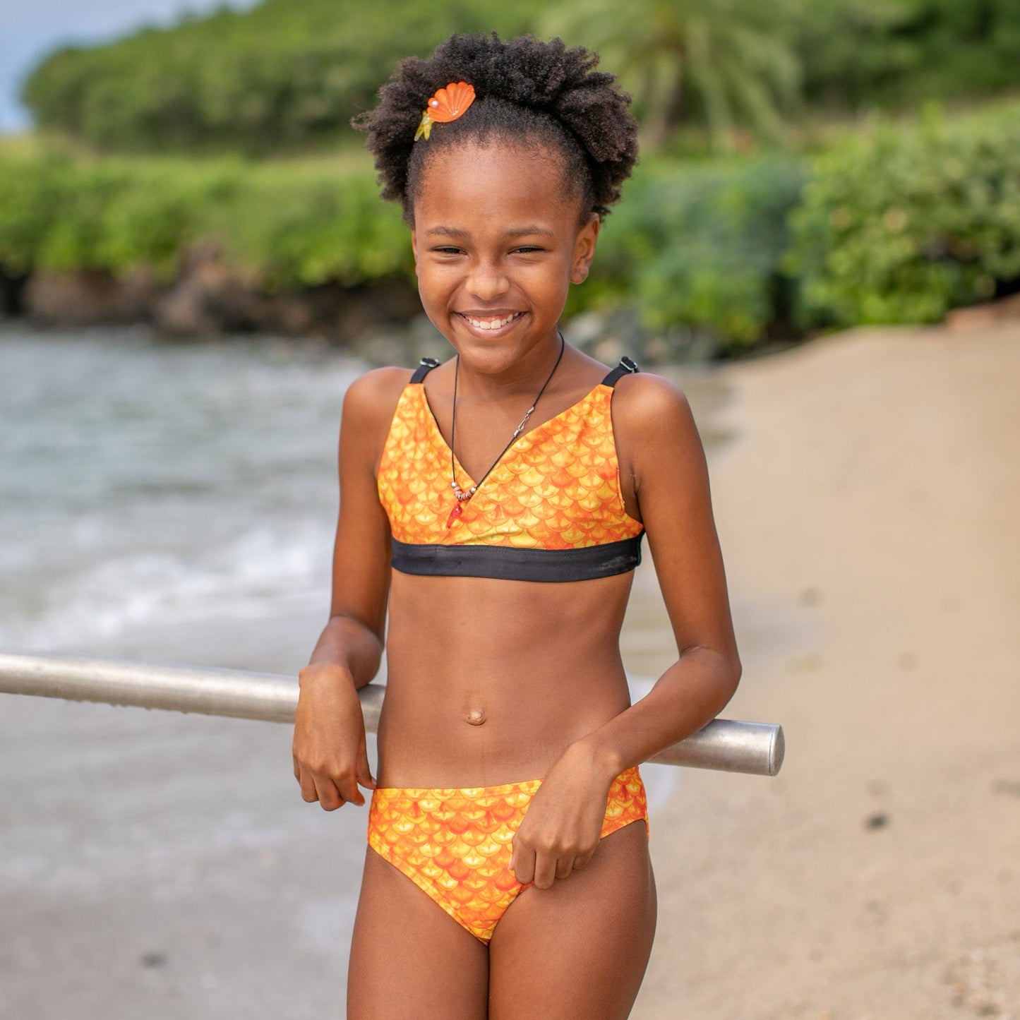 Girls Tropical Sunrise Reversible Bikini Top