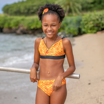 Girls Tropical Sunrise Reversible Bikini Top